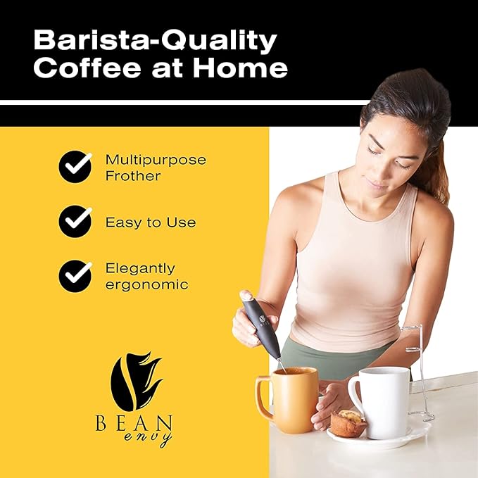 Bean Envy Milk Frother, Coffee Stirrers, Frother Wand, Milk Frother Handheld, Frother with stand, Hand Blender for Coffee, Lattes, Cappuccino, Matcha and Hot Chocolate – Kitchen Gifts - Pink