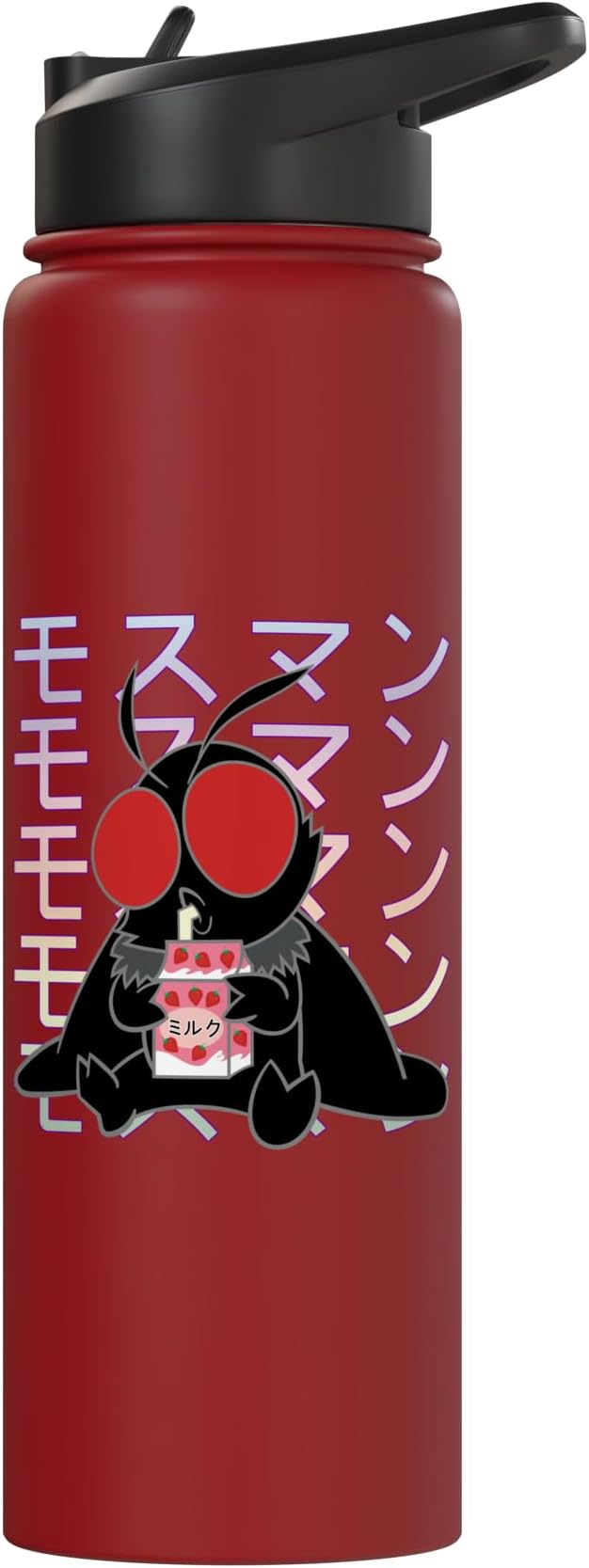 Mothman Kawaii Strawberry Milk Shake Carton Stainless Steel Insulated Water Bottle