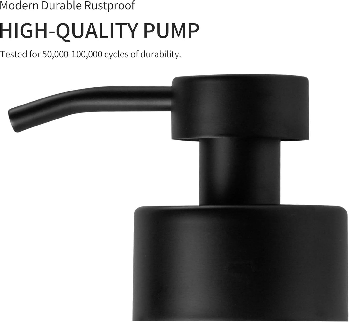 Enra Thick Glass Soap Dispenser with Stainless Steel Pump, 12oz Black Bathroom & Kitchen Hand Liquid Soap Dispenser