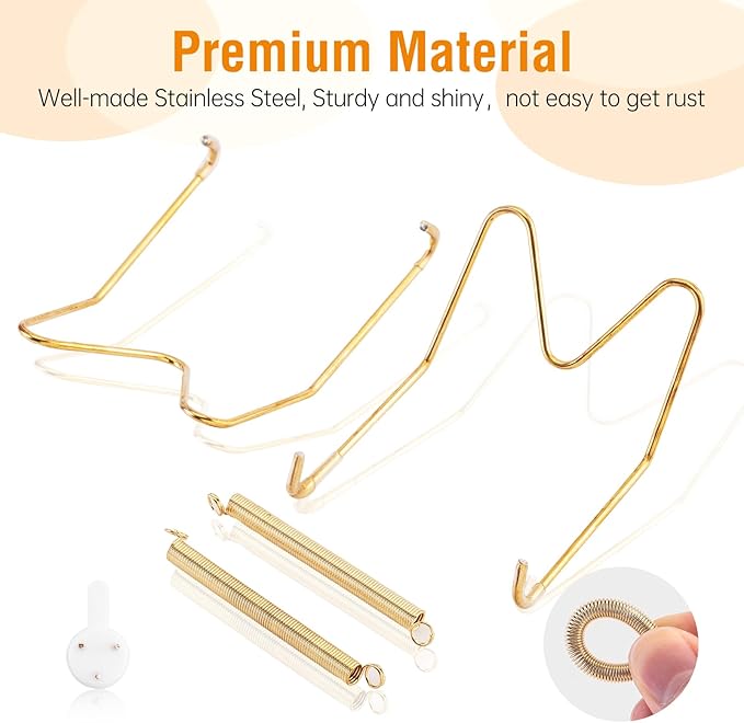 3 Pack Plate Hangers for The Wall, Suitable for 4-5 inch Art Plate, Stainless Steel Invisible Heavy Duty Wire Plate Holder with Wall Hooks, Plate Hangers for Displaying Plates, Platter, Dish, Gold