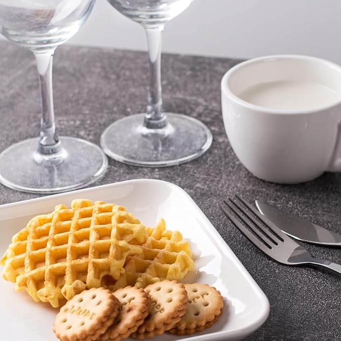 DELLING 8 Inch White Rectangular Plates Set of 3 - Porcelain Serving Platters for Appetizers, Sushi, Dessert - Oven Safe Rectangle Dinner Plates for Party, Restaurant - Stackable Ceramic Dishes