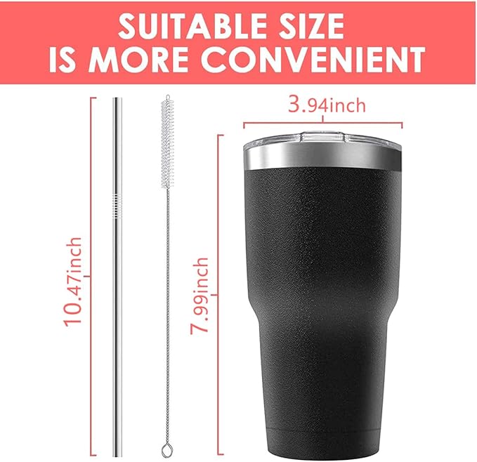 30oz Stainless Steel Travel Mug with Lid, 6 Pack Double Wall Vacuum Insulated Bulk Tumbler with 6 Straws, Powder Coated Coffee Cup Suitable for Vehicle Cup Holders(Assorted Colors)