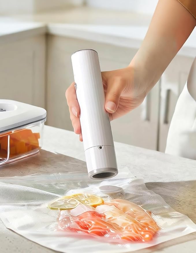 Vacuum Sealer for Food - Powerful Handheld Vacuum Sealer Machine + 30 Reusable Vacuum Bags, Featuring LED Pressure Display, Portable Food Sealer for Freshness and Preservation