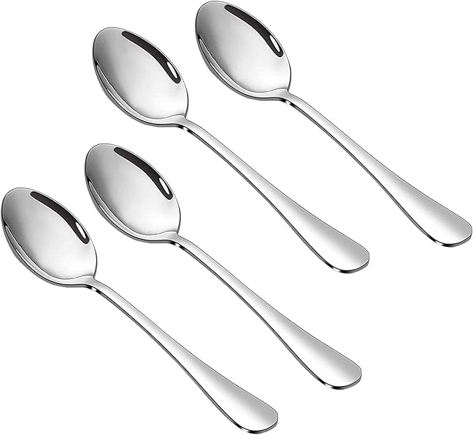 Stainless Steel Teaspoon Set, 8 Pieces, 7.3 Inches, Mirror Finish, Dishwasher Safe