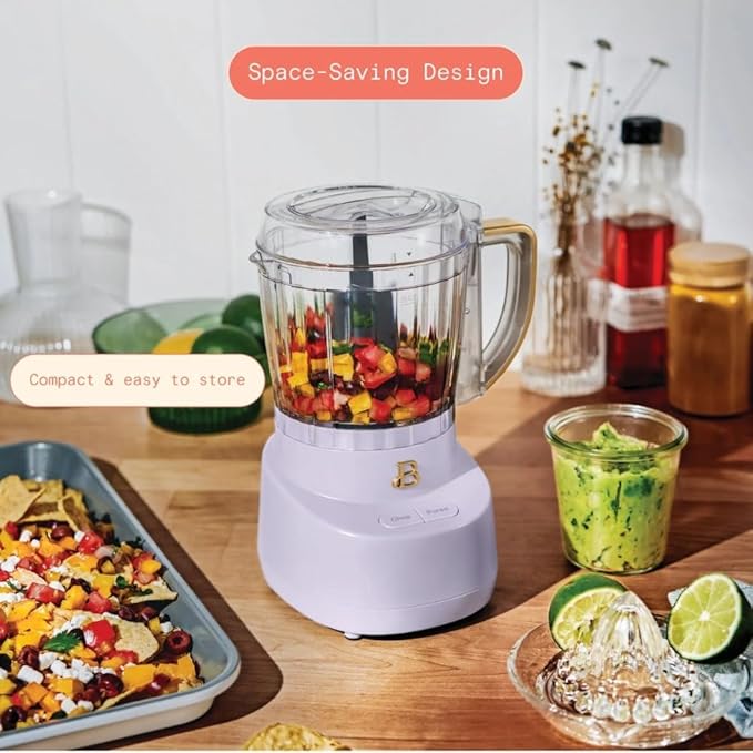 3-Cup Mini Food Chopper 250W with Bowl, Electric Food Processor, Chop & Puree Function, Dishwasher Safe Parts, Safety Lid, Compact Kitchen Appliance(Lavender)