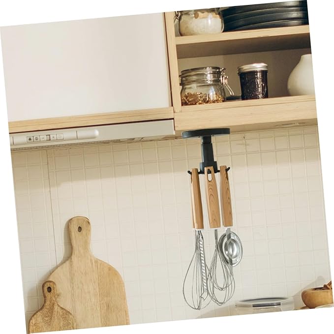 Milisten 3pcs Rotatable Kitchen Utensil Hooks Wall Mounted Plastic Hanger Set Space Saving Hanging Utensil Holder for Kitchen Organization