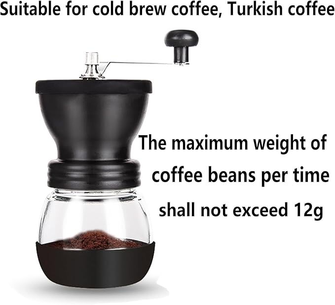 PARACITY Manual Coffee Bean Grinder with Ceramic Burr, Hand Coffee Grinder Mill Small with 2 Glass Jars( 11OZ per Jar) Stainless Steel Handle for Drip Coffee, Espresso, French Press, Turkish Brew