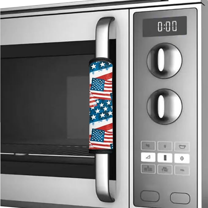 4th of July Refrigerator Door Handle Covers Set of 6 Kitchen Appliance Decor Handles Keep Clean Anti-Slip Fridge Accessories United States 250th Anniversary Decor, American Flag Pattern