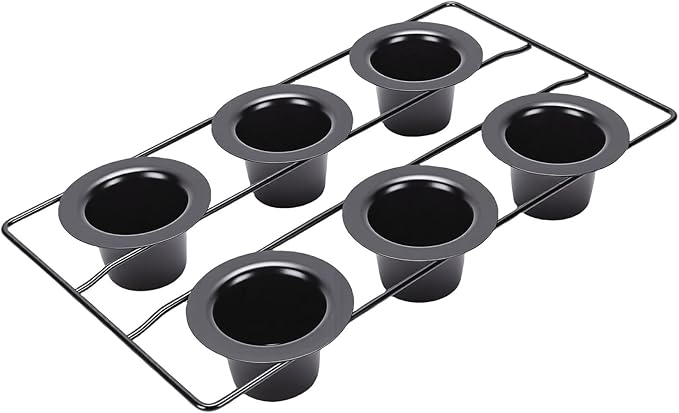 GOWENIC 6-Cup Popover Pan, Carbon Steel Deep Non Stick Bakeware Popover Pan for Baking Pudding Muffins Popovers, Easy to