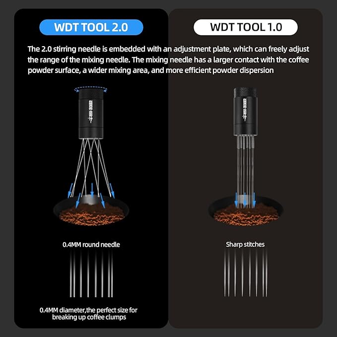 MHW-3BOMBER WDT Tool Espresso Distribution Tool with Magnetic Stand for Barista + MHW-3BOMBER Milk Frothing Pitcher 12oz Milk Frother Cup Espresso Steaming Pitcher