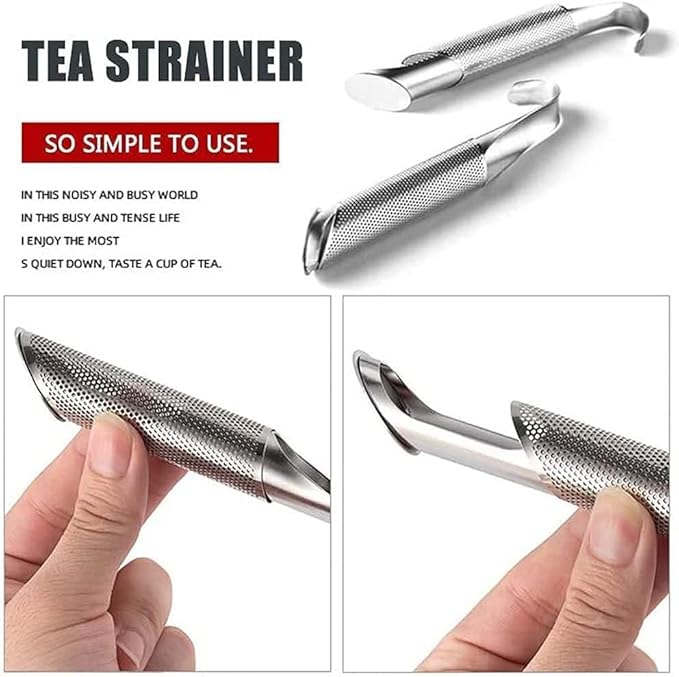 2 Pcs Stainless Steel Tea Diffuser, Stainless Steel Tea Strainers for Loose Tea with Hanging Hook Handle，Stainless Steel Long Handle Tea Steeper Diffuser for Leaf Tea, Coffee, Spices, Seasonings