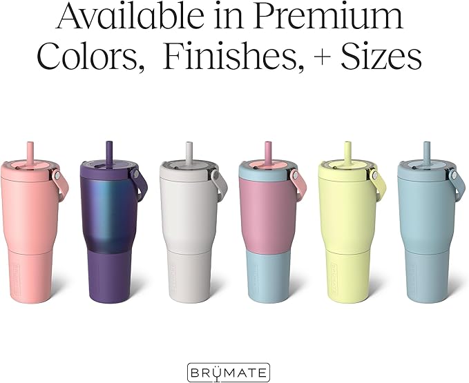 BrüMate Resa 35oz 100% Leakproof Travel Tumbler with Handle & Straw | Flexible SoftSip Straw | Silicone Sleeve for Durability | Stainless Steel | Cup Holder & Travel Friendly Water Bottle | (Mist)