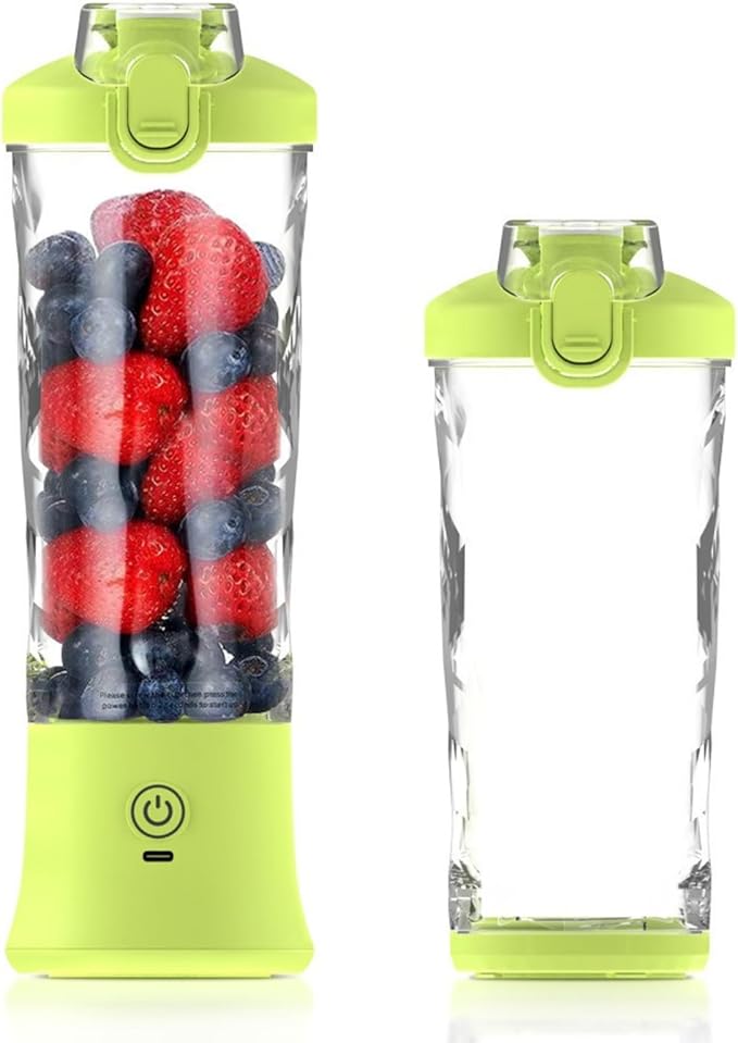 Portable Juicer Blender, 20oz/600ml Smoothie Maker with 6 Blades, USB-C Rechargeable 4000mAh Battery, Multi-Purpose Travel Blender for Smoothies, Shakes and Juices (Fluorescent Yellow)