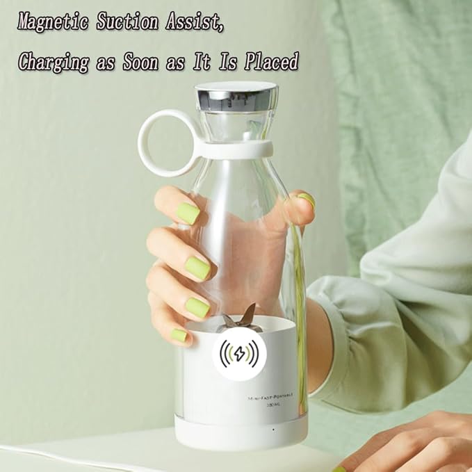 Portable Blender for Smoothies, Personal Small Smoothie Blender with 11.83 Oz/350ml for Shakes and Smoothies, Durable Stainless Steel Blades, Magnetic Charging, Convenient (White + Type-C Charging)