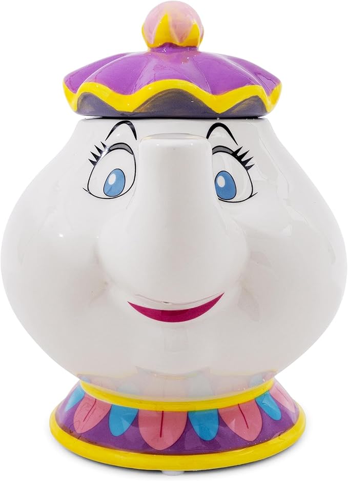 Silver Buffalo Disney Beauty and the Beast Mrs. Potts Teapot 3D Sculpted Ceramic Cookie Snack Candy Jar (Small)