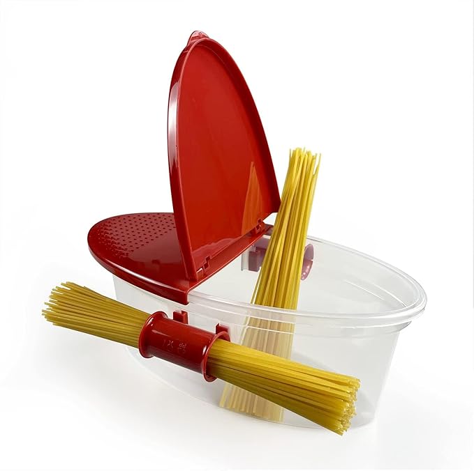Microwave Pasta Boat with Strainer - Cooker for Rice, Vegetables, Chicken