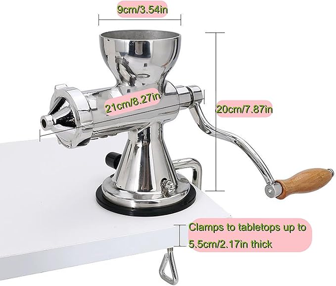 304 Stainless Steel Wheatgrass Juicer, Hand Crank Fruit Press for Wheatgrass and Leafy Green, Manual Juicer for Celery Kale Spinach Parsley Pomegranate Apple Grape
