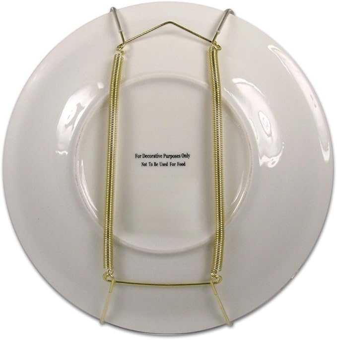 Creative Hobbies Deluxe Plate Display Hangers, Spring Style - Assembled & Ready to Use - Hold 10 to 14 Inch Plates- Gold Wire Spring Type, Hanger Hooks & Nails Included - Pack of 3 Hangers