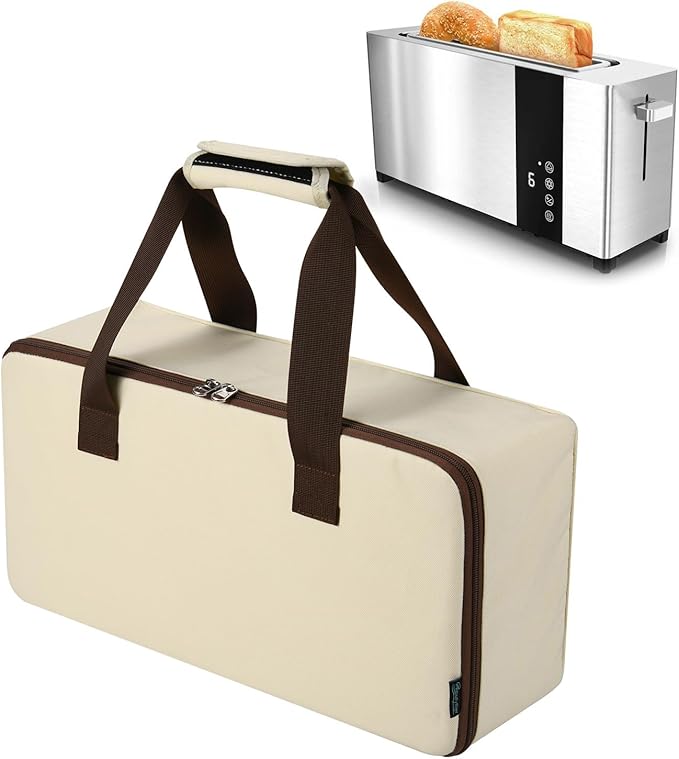 Beautyflier Carrying Bag for Mueller UltraToast 2 Slice Toaster, Portable Carry Case for 10'' Long Slot Bella 2 Slice Toaster, Travel Storage Bag with Hand Strap, Durable and Long-Lasting (Bag Only)