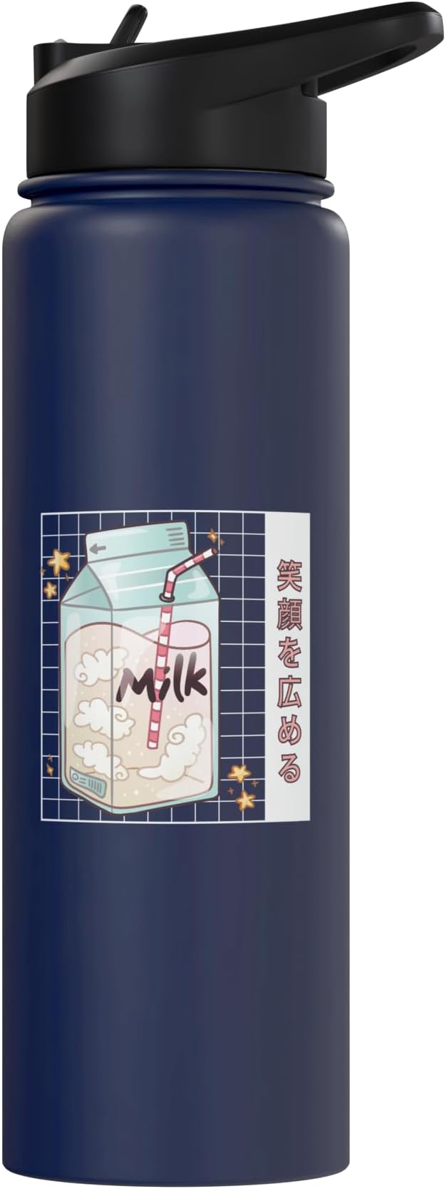 Cute Milk Carton Kawaii Japanese Stars Clouds Stainless Steel Insulated Water Bottle