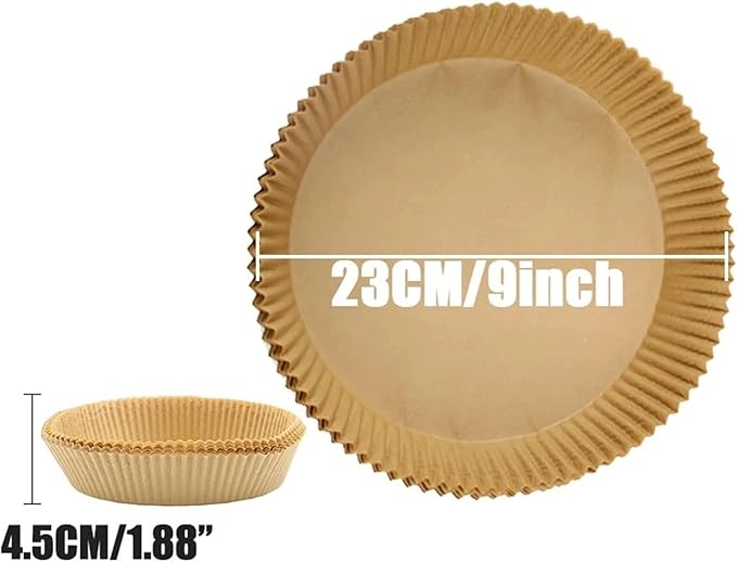 Large Air Fryer Disposable Paper Liners Nonstick 23cm Oven Airfryer Parchment Baking Paper ，Compatible For Ninja，Compatible For COSORI ，Grill Cooking Basket(23cm round,200 Pcs)