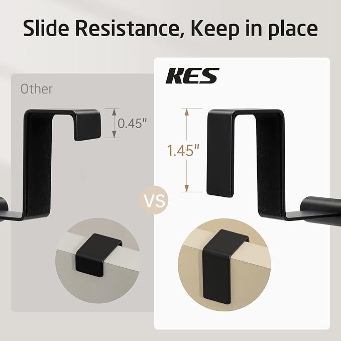 KES Over The Door Towel Rack, Over Cabinet Towel Bar Kitchen Bathroom Towel Holder Storage Dish Towel Holder, Over Cabinet Cupboard Door Towel Bar, Matte Black 2 Pack, KTH500S26-BK-P2
