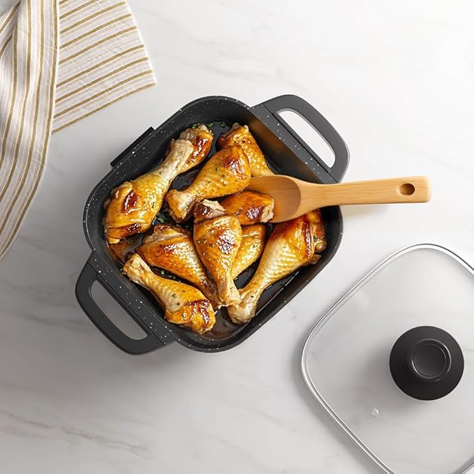 AORAN Electric Frying Pan with Lid, Multifunctional Electric Skillet for Frying, Grilling, Boiling & Cooking, Nonstick, Compact, Easy-to-Clean, Adjustable Temp Control Black