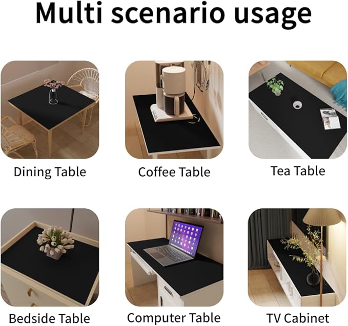 Leather Table Pad,1.8mm Thick,40x84 Inch,Dining Table Pad,Table Pads for Dining Room Table Rectangular,Table Protectors for Rectangle Tables,Dining Table Cover(Black+Gray,40x84)