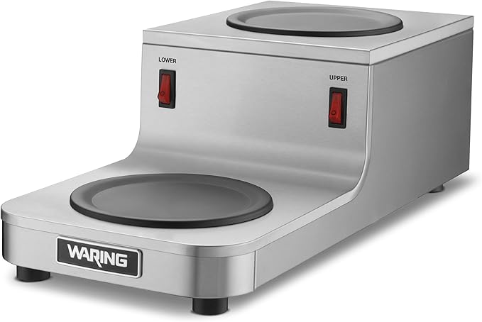 Waring Commercial WCW20R Café Deco Double Coffee Carafe Warmer, Step Up Style, 120V, 5-15 Phase Plug