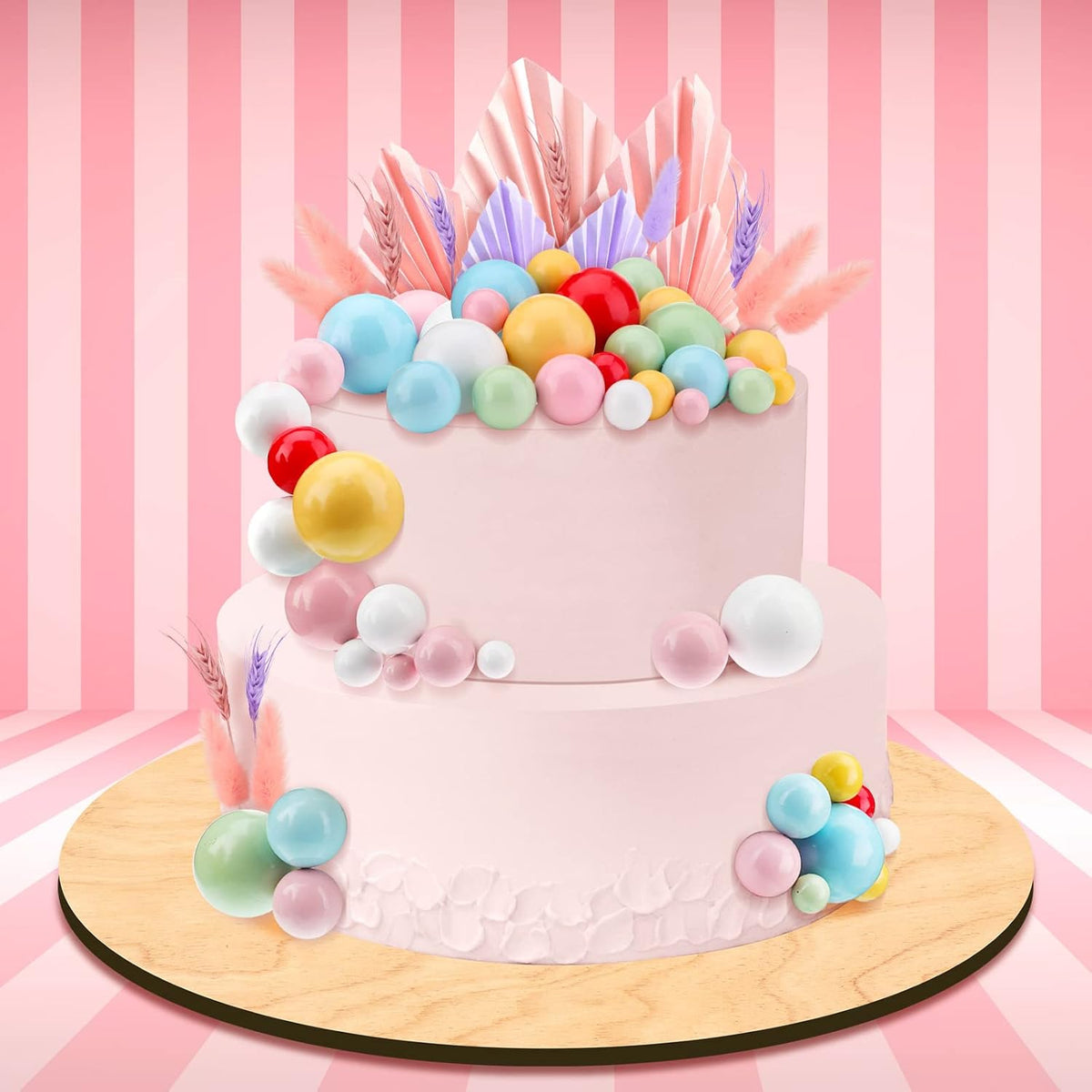 108 Pcs Balls Cake Topper DIY Cupcake Insert Foam Balloons for Cake Baking Wedding Anniversary Birthday Decoration(Pastel Colors,Multi Sizes)
