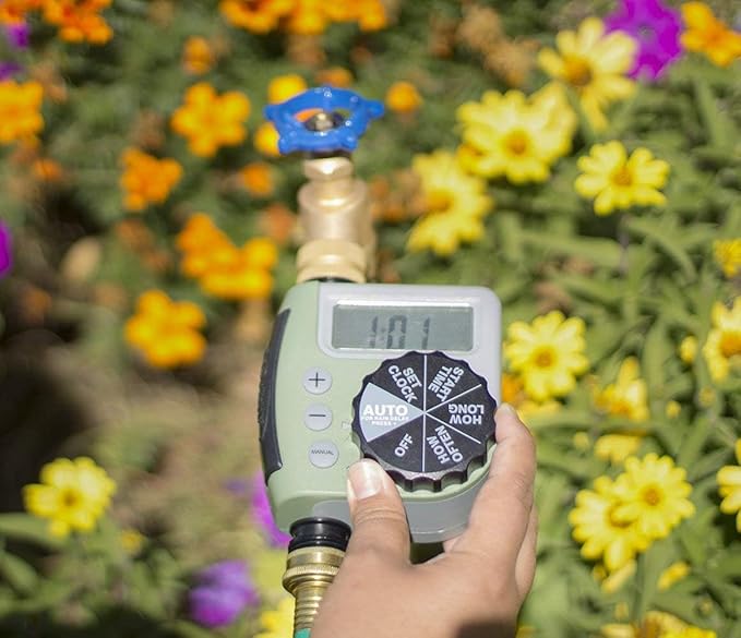 5-Pack (5 Total Timers) Orbit One Outlet Single-Dial Hose Faucet Timer - Easy Programmable - for Garden Watering System - LCD Hose Timer with Adjustable Watering Schedule - 62056