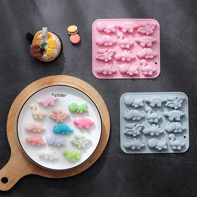 Silicone Cake Pop Mold Non Stick Fancy Mold Cake Pan 12 Cavity dinosaur shape Candy Cupcake Cornbread Chocolate Brownie Gummy Resin Crafts Cake
