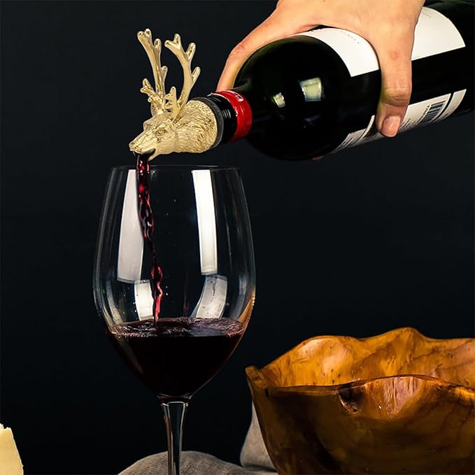 CALLARON Deer Head Wine Stopper & Glass Decanter Bottle Wine Whiskey Liquor Dispenser Set