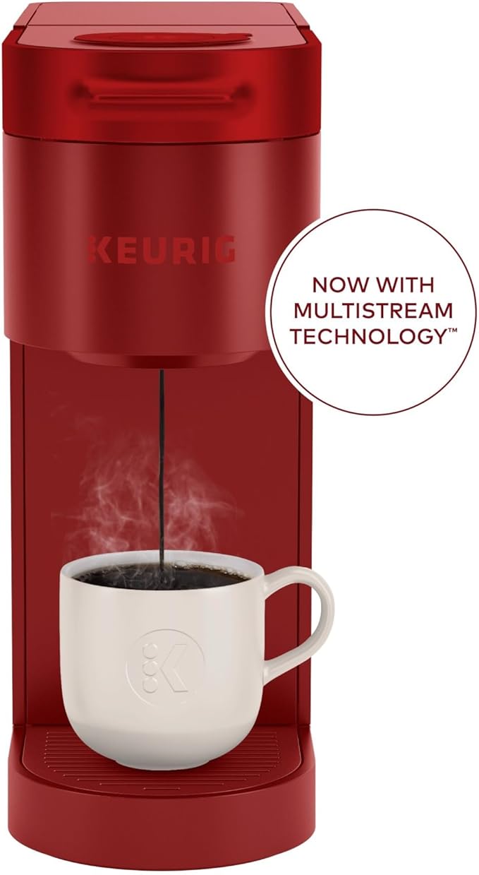 Keurig K- Slim Single Serve K-Cup Pod Coffee Maker, with 3 Brew Sizes, Multistream Technology, 46oz Removable Reservoir, Scarlet Red