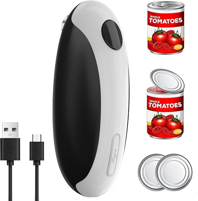 Electric Can Opener, Can Opener Electric Fits All Can Sizes, One Touch USB Rechargeable Electric Can Opener for Kitchen and Seniors with Arthritis, Chef, Automatic Can Opener, Portable Kitchen Gadgets