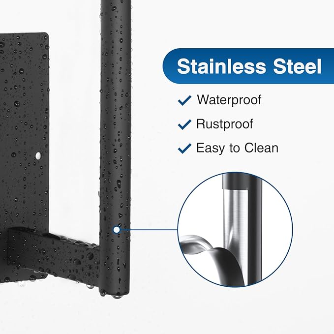 Paper Towel Holder Under Cabinet - Stainless Steel Paper Towel Holder Wall Mount, Self-Adhesive or Drilling, Matte Black Towel Rack for Kitchen Organization and Storage, Kitchen Paper Roll Holder
