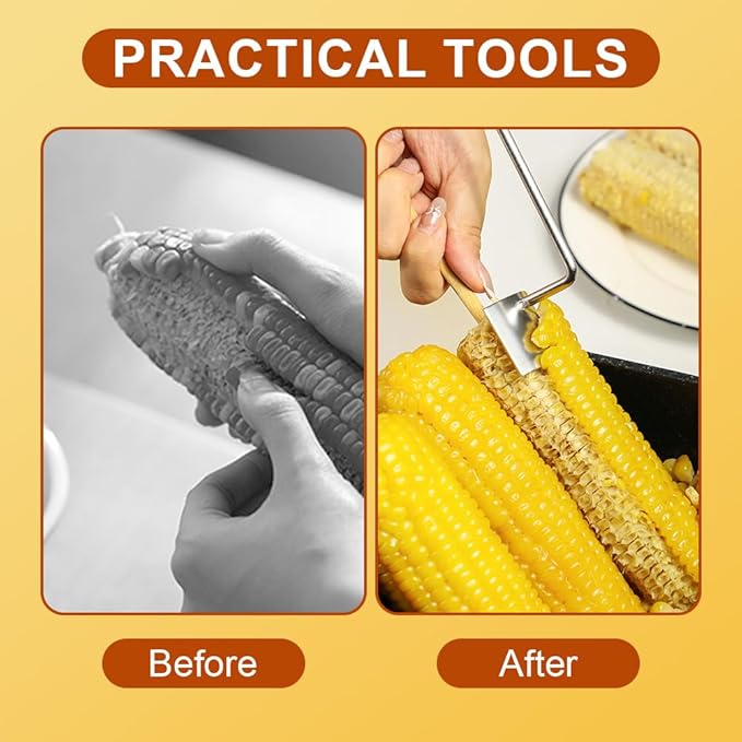 Easy Clean Corn Cob Peeler, 2024 New Corn Peeler for Corn On The Cob Corn Cob Stripper Corn on the Cob Remover, Stainless Steel Corn Stripping Tool for Home Kitchen, Restaurant Chef (1)