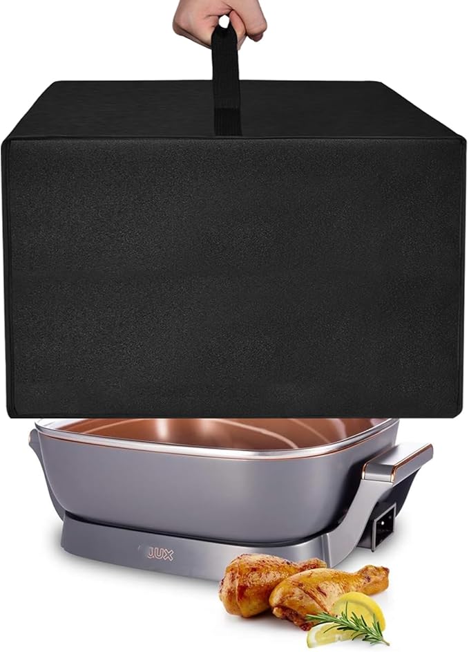 Electric Skillet Cover Electric Frying Pan Cover Heavy Duty Waterproof Heat-Resistant Nylon Covers Case for bella Make Take Oven Grill/for Crux Electric Skillet (Black)