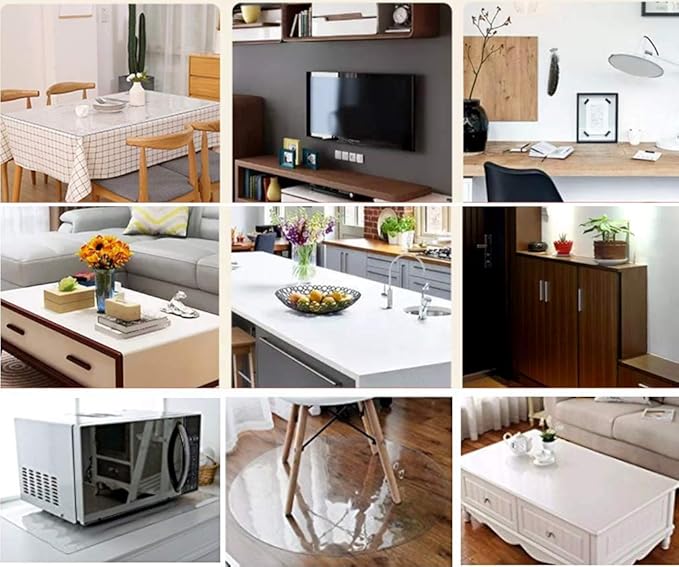 NECAUX Custom 40 x 56 Inch Frosted Table Cover Protector, 1.5mm Thick Plastic Waterproof Heavy Duty Desk Pad Mat Non-Slip Tablecloth Protector for Coffee Table, Sofa Table, Media Stand, Countertop
