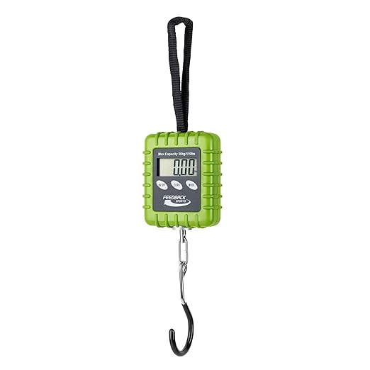 FEEDBACK SPORTS | Expedition Backpacking, Biking, Luggage 110lbs Capacity Digital Scale | Protective Rubber Exterior, Lbs/Kgs/Ounces/Grams/Decimal LCD Display | Batteries Included