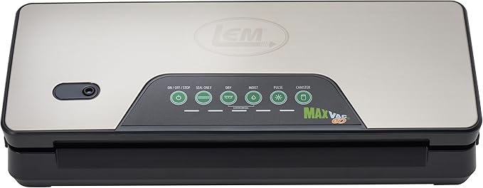 LEM Products MaxVac Go Cordless Plastic Vacuum Sealer with 11.8 Inch Seal Bar, Silver and Black