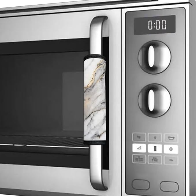 Refrigerator Door Handle Covers Set of 6, Antiskid for Fridge Oven Dishwasher Keep Your Kitchen Appliance Clean from Smudges, Food Stains for Home Decoration, White Grey Gold Marble