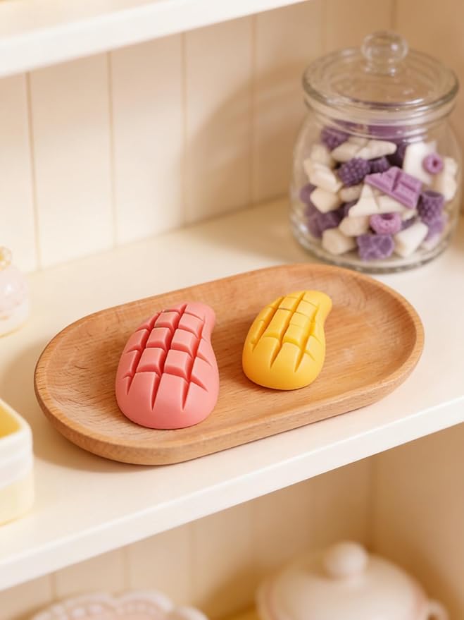 Mango Silicone Mold – 2 Pieces Mangos Slice Silicone Fruit Mold for Chocolate, Candy, Fondant, Candle, Soap, Resin & Cake Decor, 3D DIY Baking Tool for Parties & Gifts (Mango)