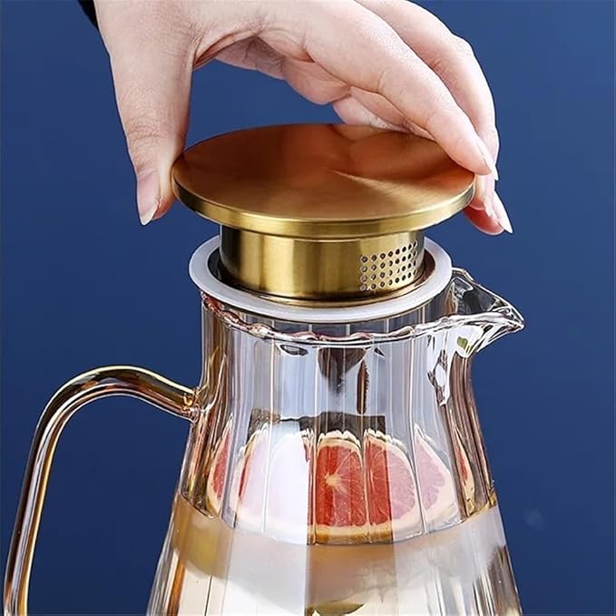 GLigeT Iced Tea Pitcher Household Large Capacity Glass Water Kettle, Creative Drinkware Pitcher for Cold Water, Juice, Milk, Coffee, Tea Pot, 1.5L Or 1.8L Water Jug(Medium)
