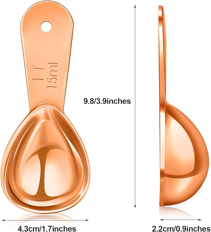 Patelai 3 Pieces Coffee Scoop Tablespoon Measuring Spoons Stainless Steel Coffee Scoops Short Handle Tablespoon for Tea Sugar Kitchen Gifts(15 ml,Rose Gold)