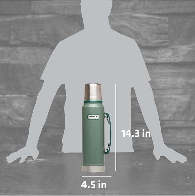 Stanley Heritage Classic Vacuum Bottle with Handle 1.1 qt | Wide Mouth with Leakproof Cup Lid | Keep Drinks Hot or Cold for Travel | Insulated Stainless Steel Thermos | BPA-Free | (Pack of 3)