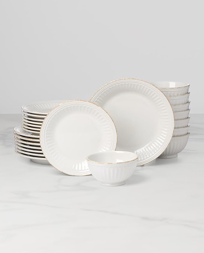 Lenox 899196 French Perle Groove 24-Piece Dinnerware Set, Service For 8