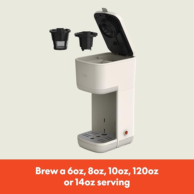 BELLA Single Serve Coffee Maker,K-Cup & Coffee Ground Compatible with Removable,Adjustable Drip Tray,Auto Shutoff & Reusable Dishwasher Safe Accessories,Brews 6oz to 14oz,1000 Watt,Oatmilk(Pack of 4)