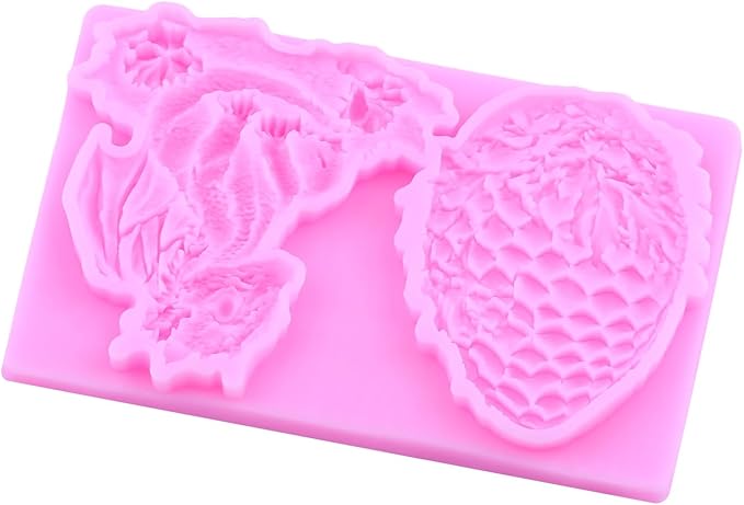 Dragon Fondant Molds Dragon Egg Silicone Candy Mold For Cake Decoration Cupcake Topper Candy Polymer Clay Gum Paste Set Of 2