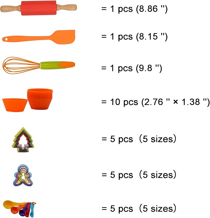 TOSSOW Kids Baking Tools Set Cupcake Pop Maker with Rolling Pin,Muffin cups,Measuring Spoons,Cooking Baking Supplies 28-Piece Kids Baking Kits
